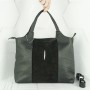 Кожаная женская сумка №214 черная с замшем