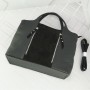 Кожаная женская сумка №214 черная с замшем