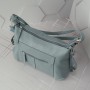 Кожаная  сумка-рюкзак №208 серо голубая