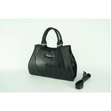 Женская сумка 5-6 черная отделка лак  матовая