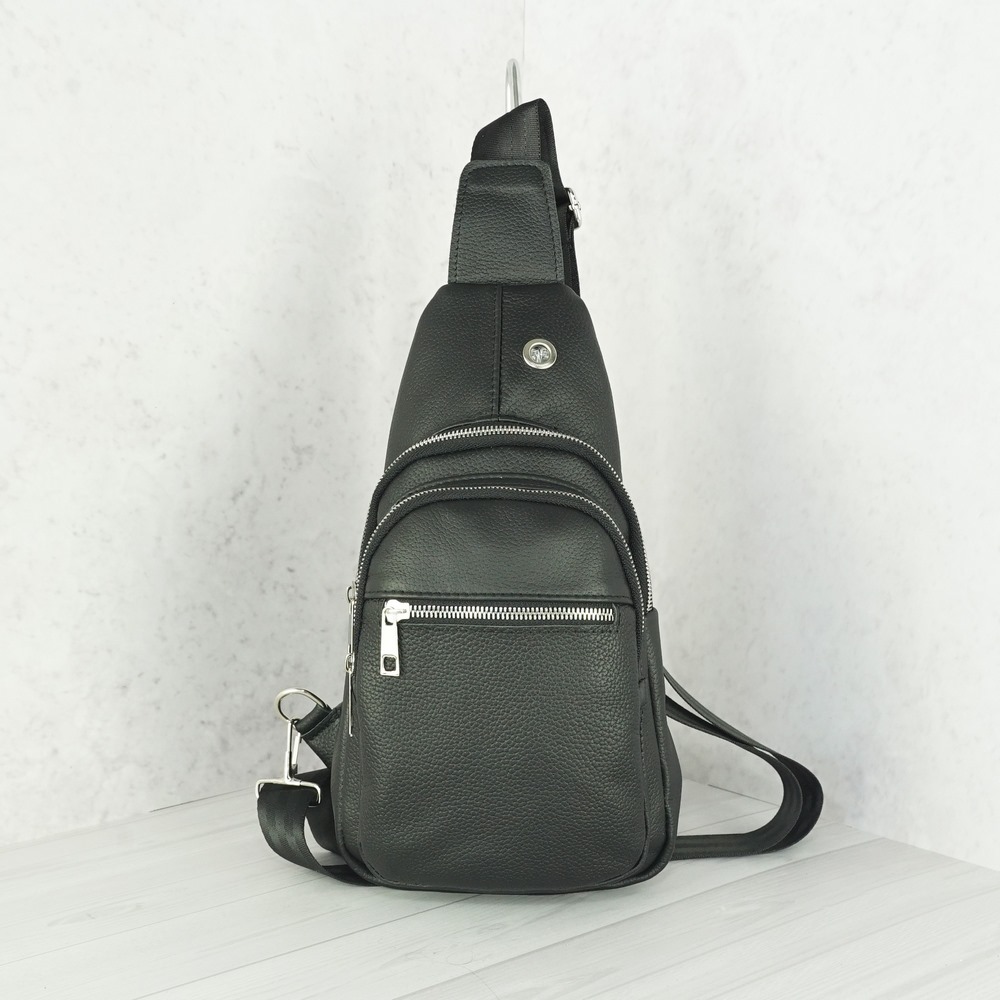 Кожаная мужская сумка рюкзак №1005-2 черный