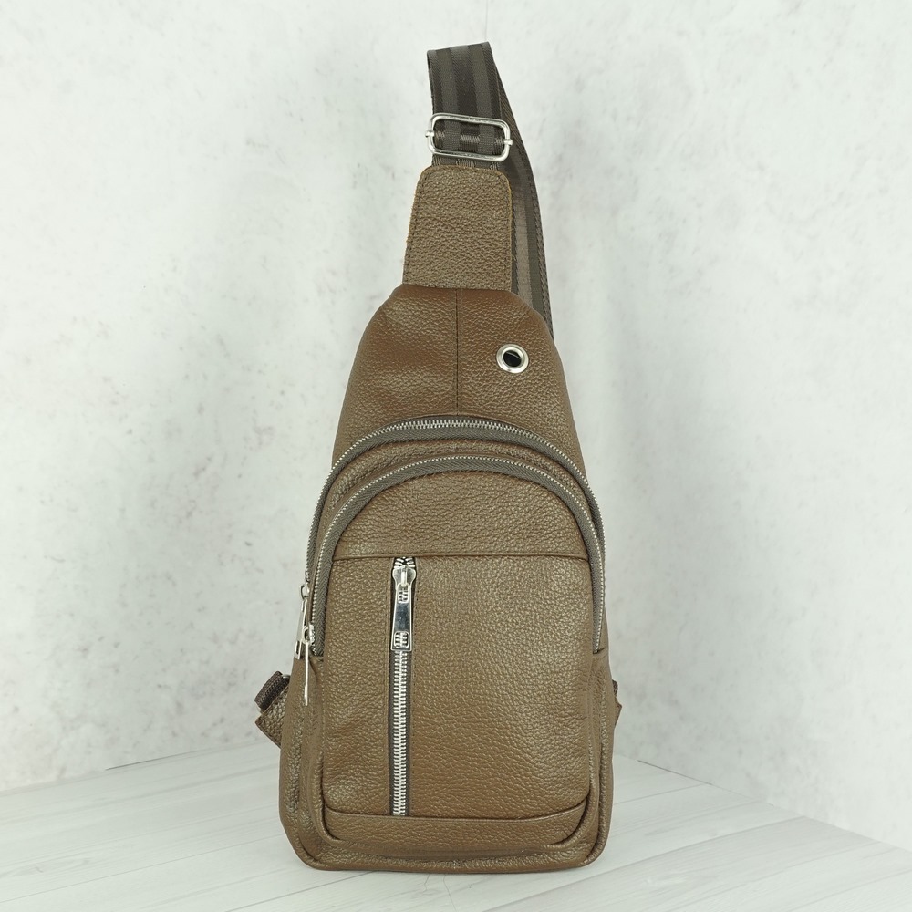 Кожаная мужская сумка рюкзак №1005 коричневый